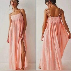 Free People Intimately Confidently Lost Peach Maxi Slip Dress Size M